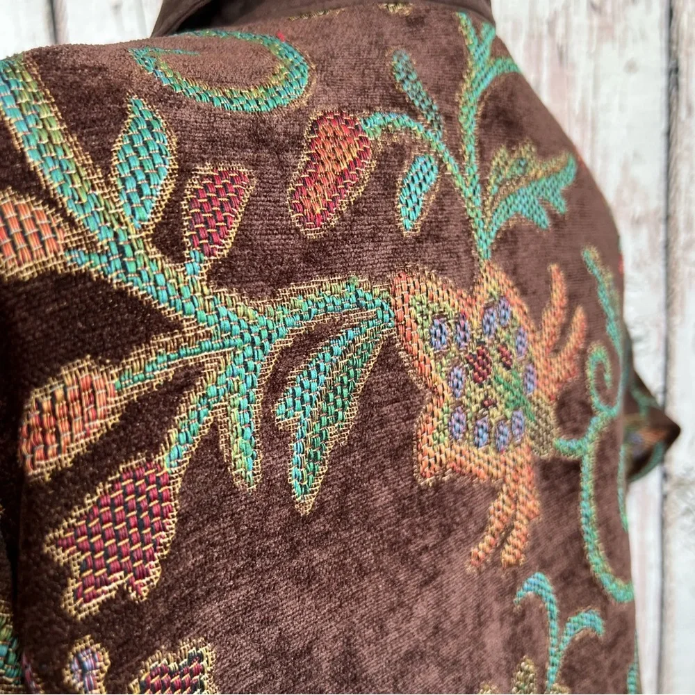 Vintage Maggie Sweet Floral Tapestry Rug Chenille Blazer Coat Jacket Size Medium - Picture 9 of 16